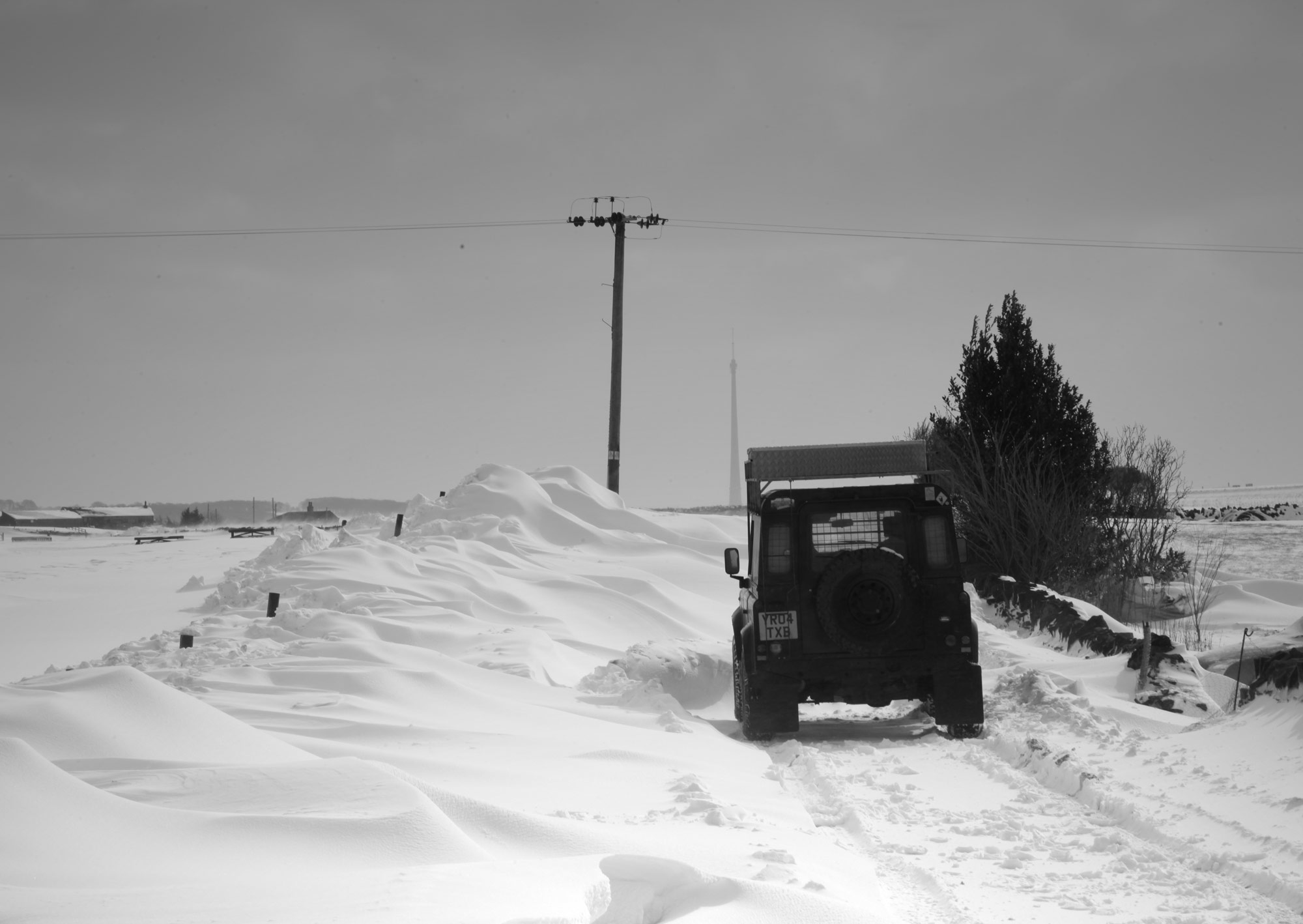 car on snowy road