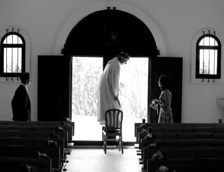 Reverend on chair - Fatima Church