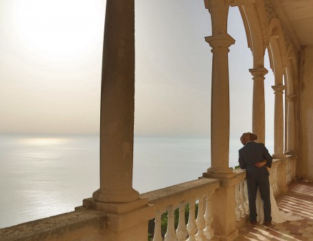 wedding couple on balcony - Son Marroig