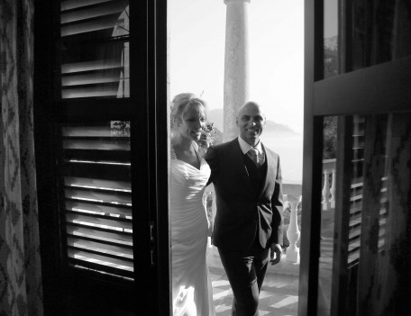 wedding couple entering through door - Son Marroig