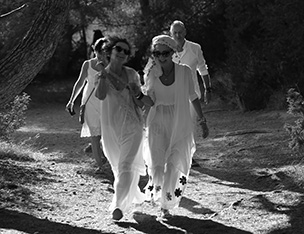 wedding couple on path