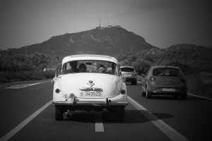 wedding car on road