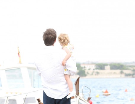 man and child by sea - Santa Margarita Church