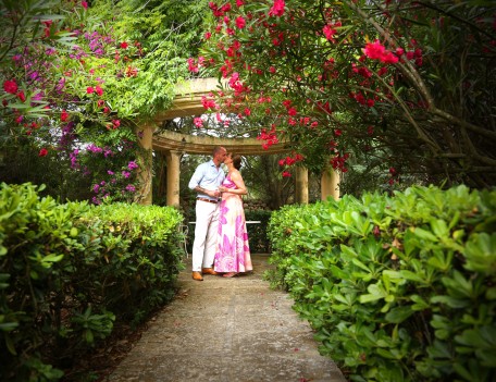 wedding guests in garden - Biniarroca