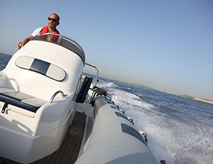 man on speed boat