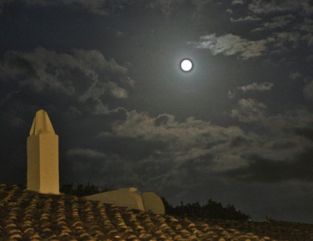 rooftop with moon - Biniarroca
