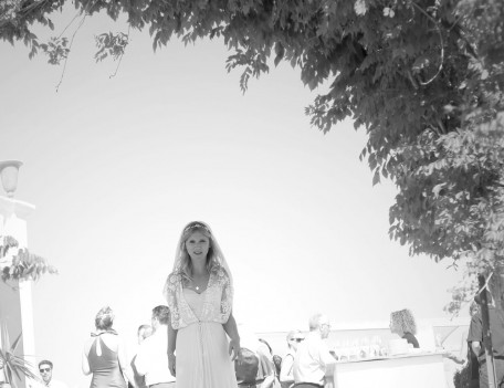 bride in shade - Santa Margarita Church