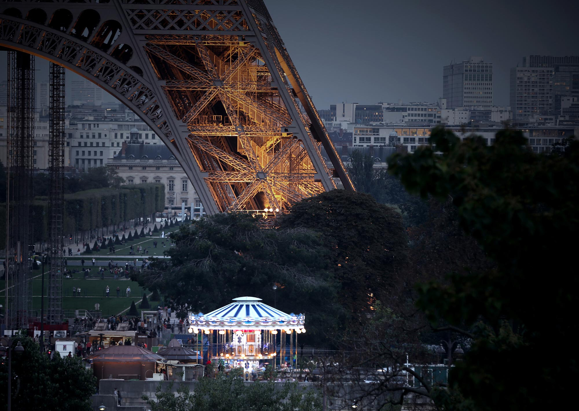 carousel and Eiffel Tower