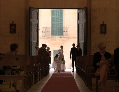 people enter church - Santa Maria Ciudadella