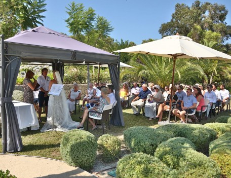 wedding ceremony in garden - Castell Son Claret