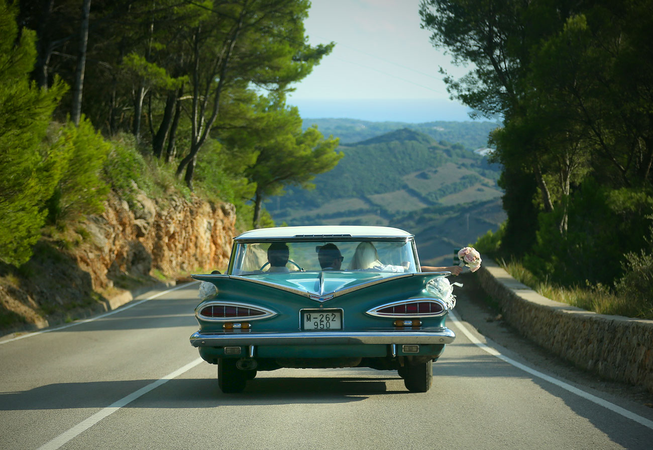 wedding car on road