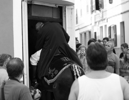 horse rider enters building - Mahon Fiesta