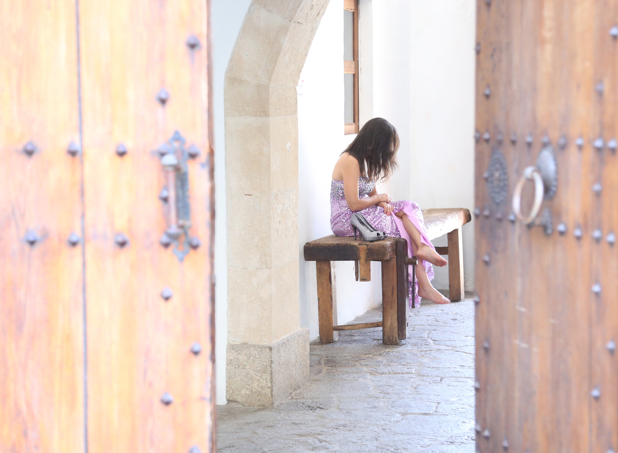 girl sat on table