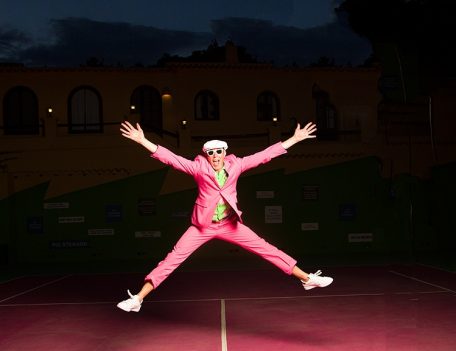 Man in pink suit - Pikes Hotel