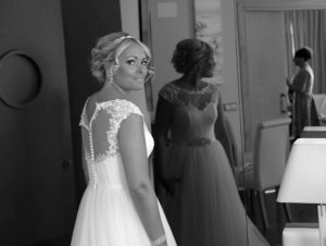 Bride in mirror