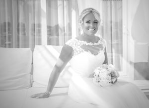 Bride on sun lounger