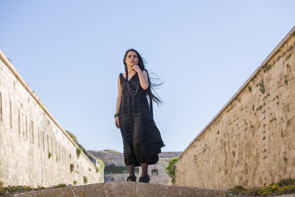 Girl in black dress