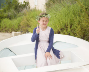 girl sat in rowing boat