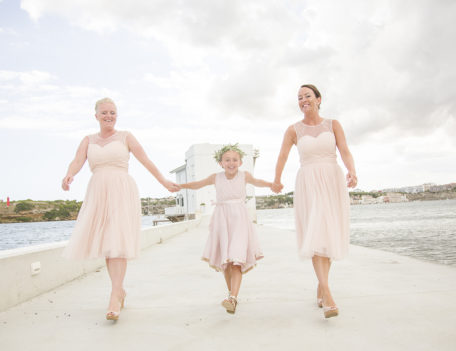 three girls run toward camera - Casa Venecia Anniversary