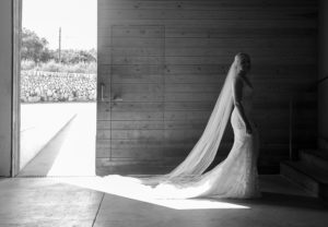 bride by doorway