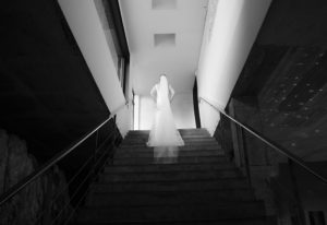 bride on steps