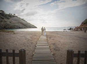 couple on wooden walkway