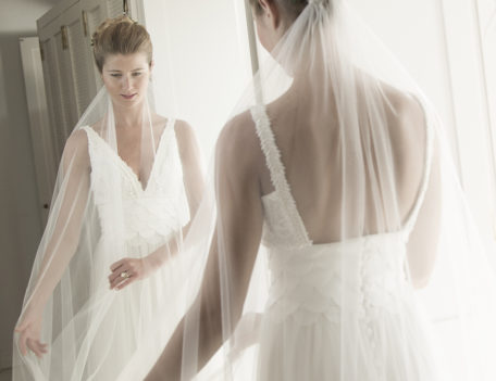 bride reflection in mirror - Hotel Sant Joan de Binissaida