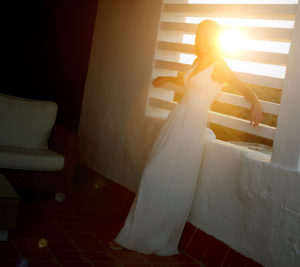 bride with sunset