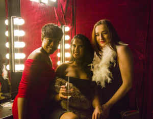 three women in make up room