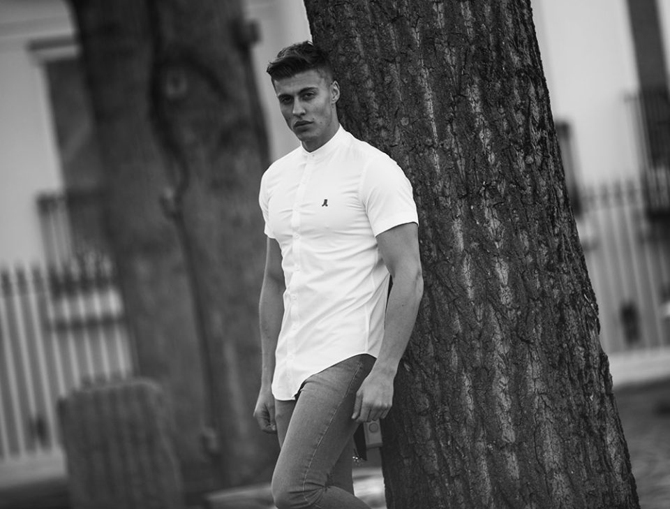 male model by tree