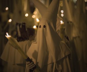 person in Catholic Easter Holy Week costume