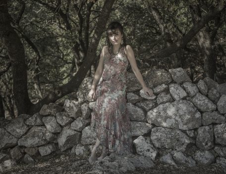 woman on dry stone wall - Portrait Photography