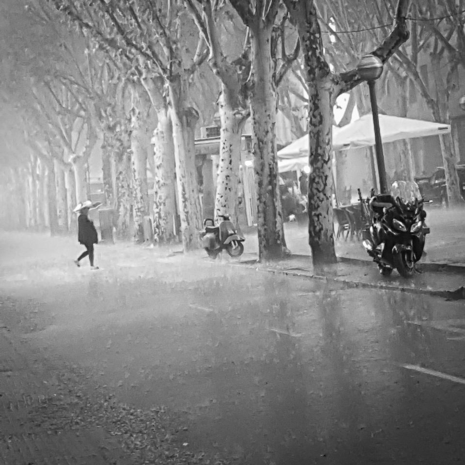 Mallorca rain swept street