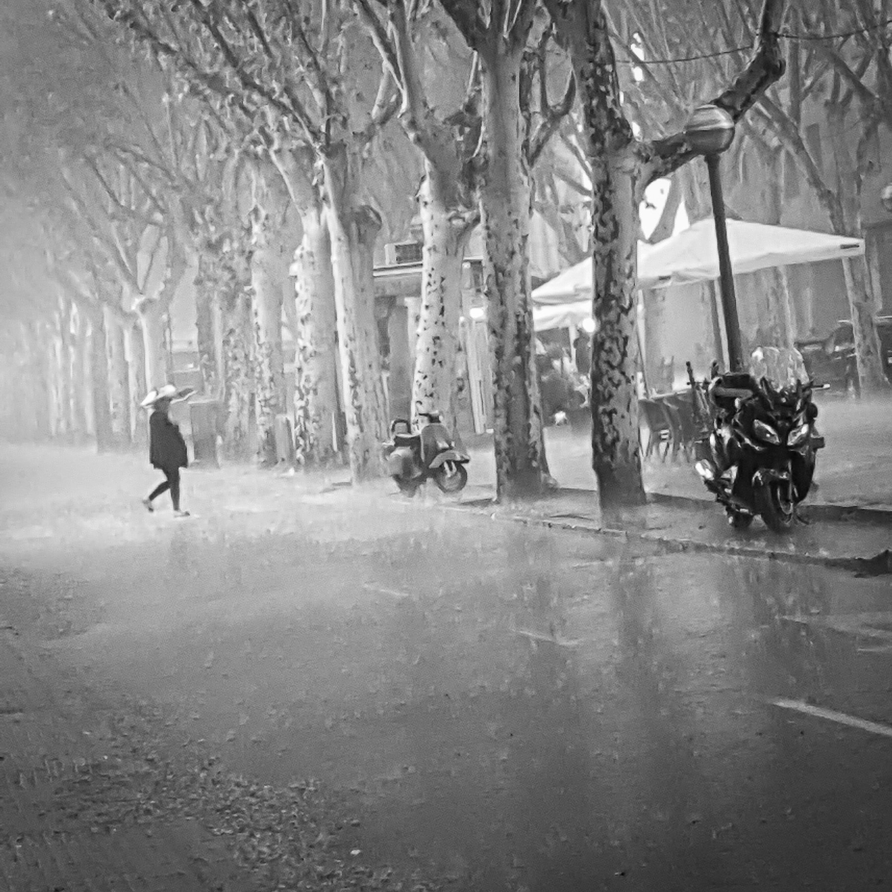 Mallorca rain swept street