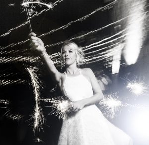 bride with sparkler