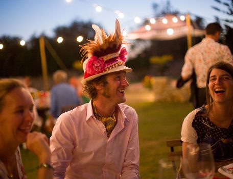 guy with costume hat on - Santa Barbara