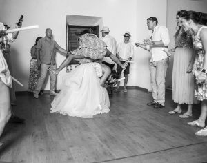 guest leap-frogging bride