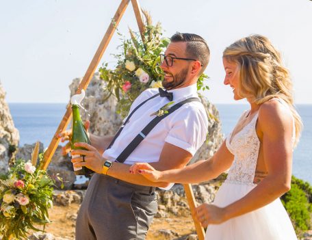 wedding couple at Binisegarra - Villa Binisegarra