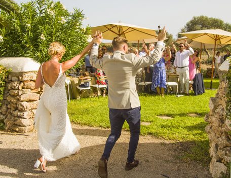 Wedding couple at wedding breakfast - Son Esquella