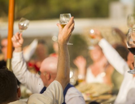 Raised glasses at wedding - Son Esquella