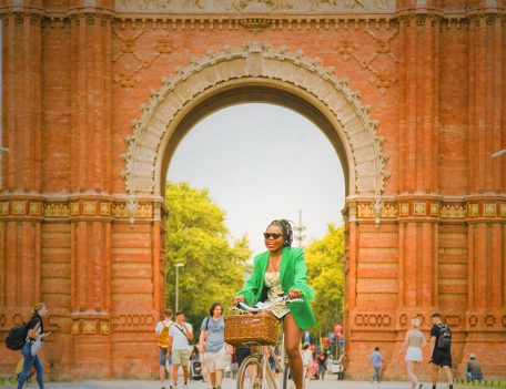 Woman on Bicycle - Barcelona Street Portraits