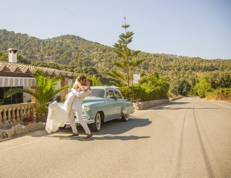 Wedding couple on road - Dalt Des Coll